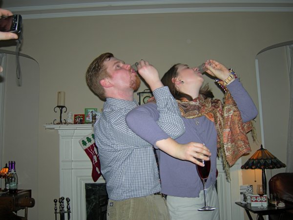 bottoms up for David and Meredith