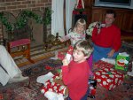 Cameron and Stephanie open presents