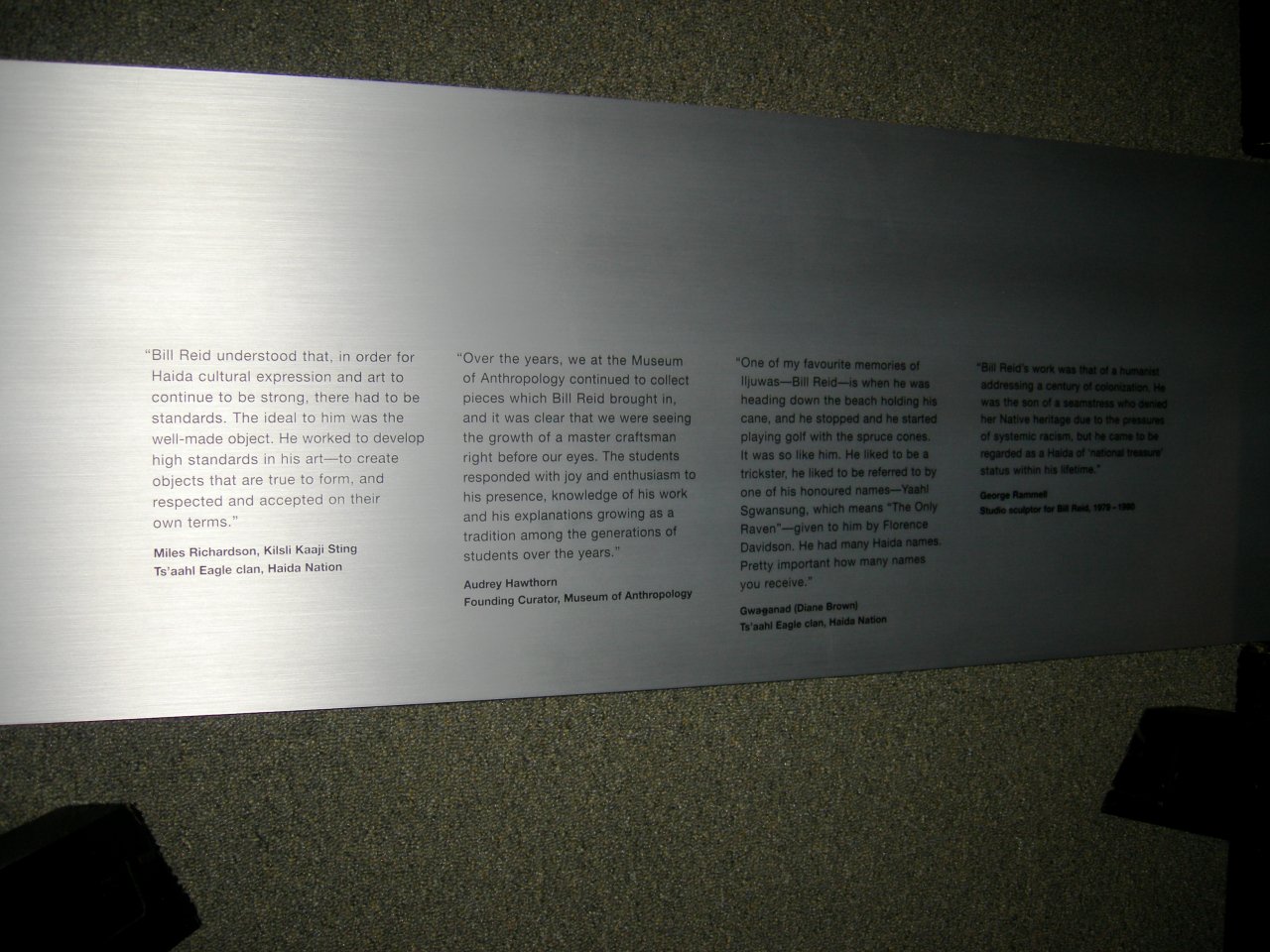 plaque about Bill Reid