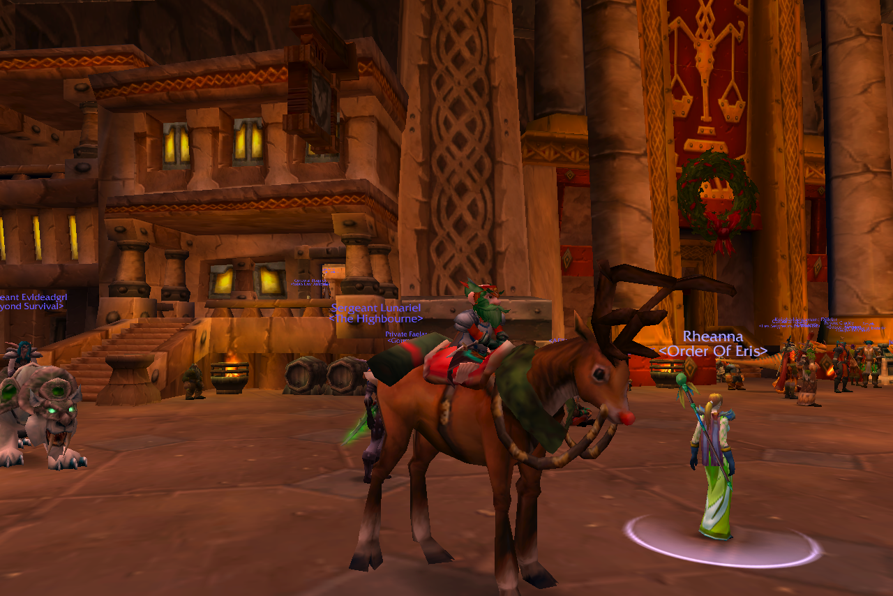 Greenwhisker on a reindeer at Christmas