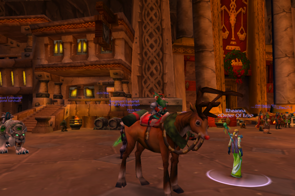 Greenwhisker on a reindeer at Christmas