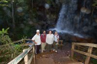 Vicente, Ben, Cynthia, and Ashton at the waterfall