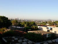 The view from our hotel room, over the city.