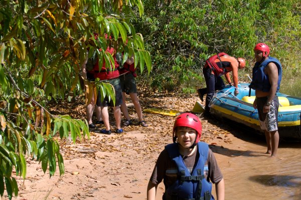 we stop before the level 4 rapids to prepare the boat