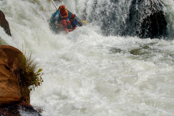 splashing down into the bottom