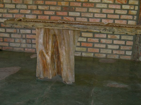 buffet table from a tree trunk