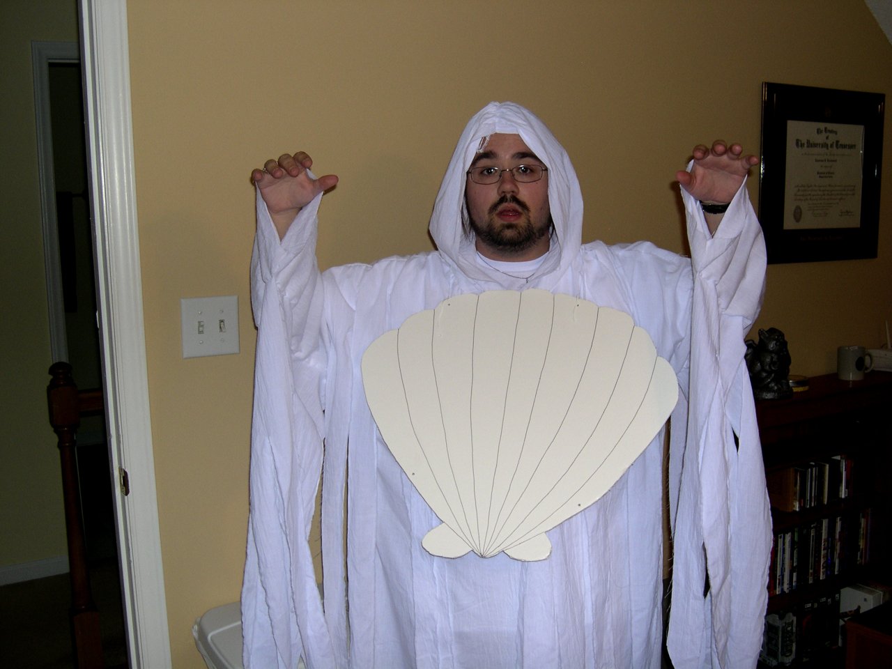 Ben, trying to be a spooky ghost