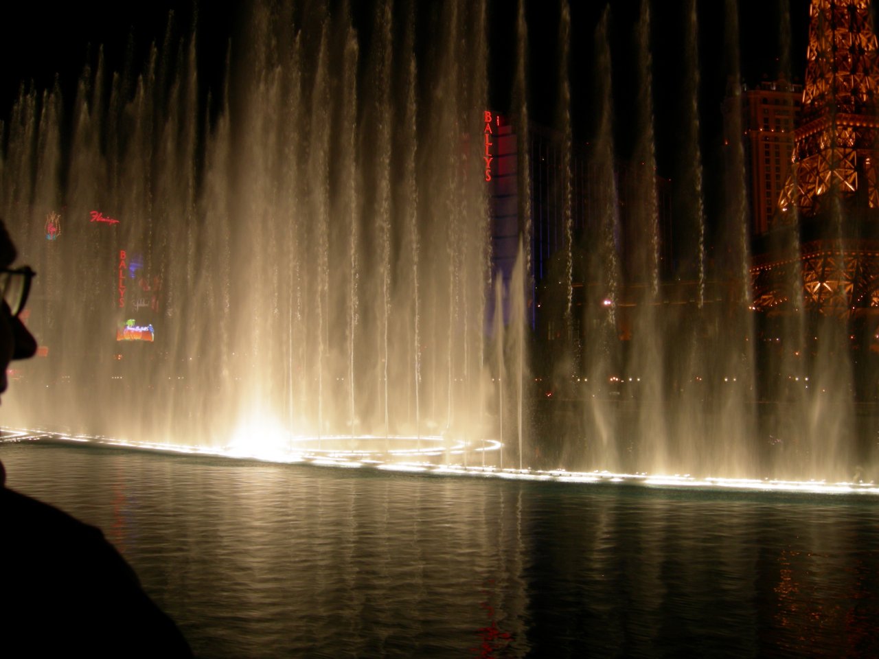 the fountain going off outside the Bellagio