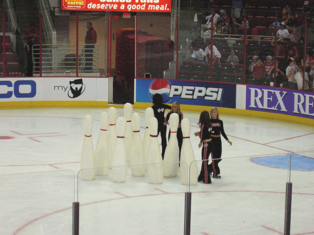 intermission: setting up for human bowling