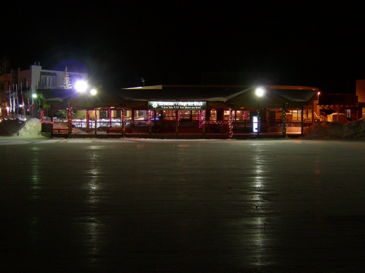 ice skating: a night shot of the skating rink