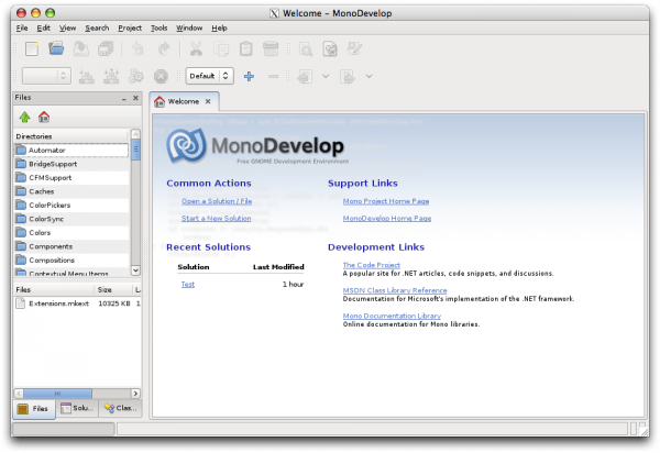 MonoDevelop 1.0 in Fink Unstable on Mac OS X
