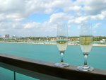 Champaigne on our balcony at the launch from port.