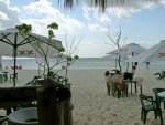 Looking out at the beach from the restaurant.