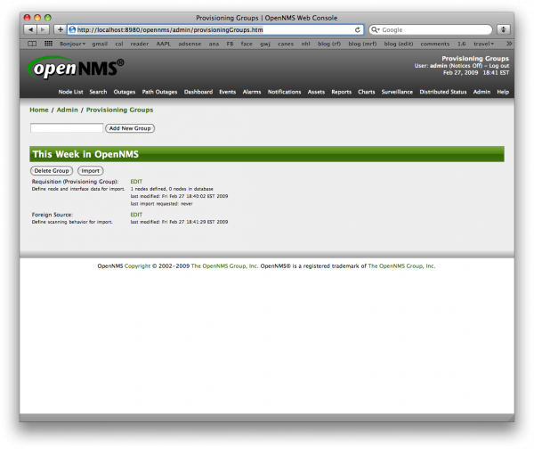 OpenNMS 1.7.1 Provisioning Groups UI