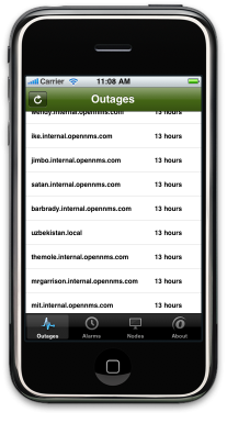 OpenNMS iPhone App: Outage List