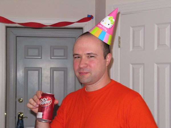Seth, with a rakish Hello Kitty hat