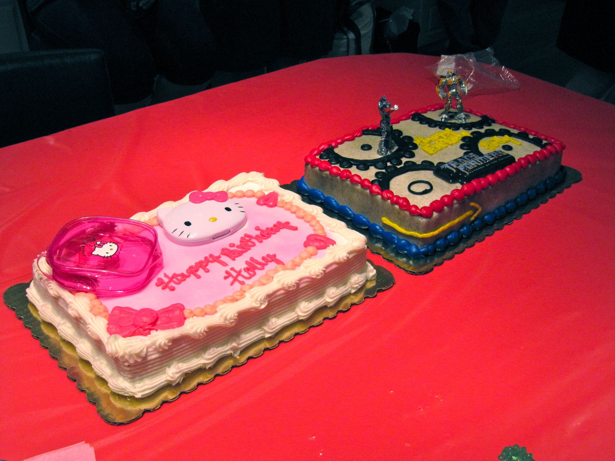 Hello Kitty cake with Transformers cake