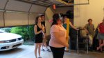 Cynthia hitting the piñata