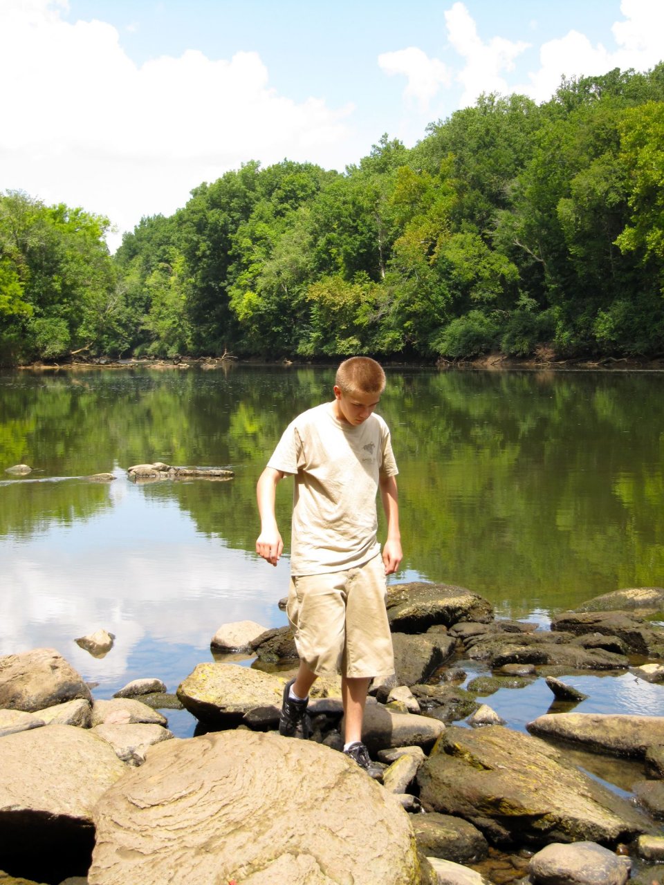 Matthew walking around on the rocks