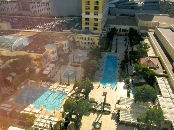looking down at the swimming pools