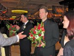 Tim posing with his flowers (awww)