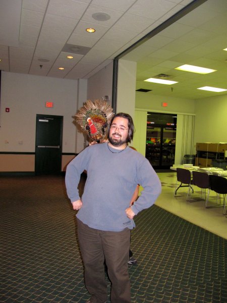 pirate Ben with a turkey on his shoulder