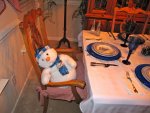 a snowman on the chair