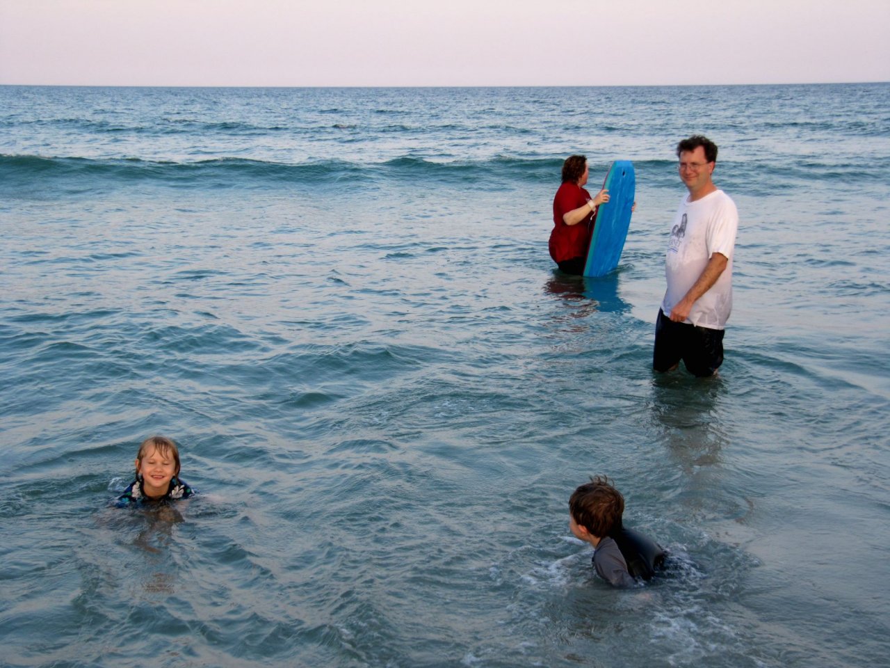 at the beach: Stephanie, Cameron, Lysa, and Mike