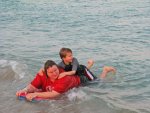 at the beach: Lysa and Cameron