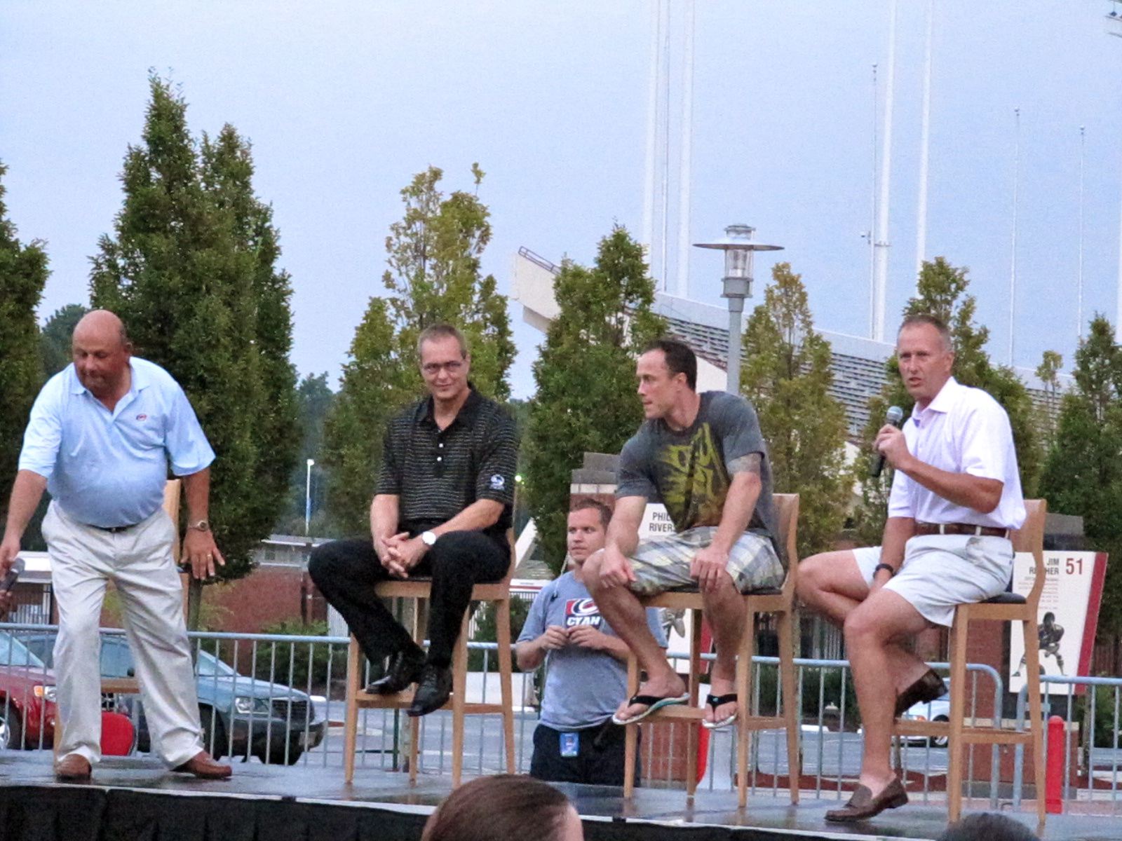 Chuck Kaiton, Paul Maurice, Joe Corvo, and Tom Barrasso