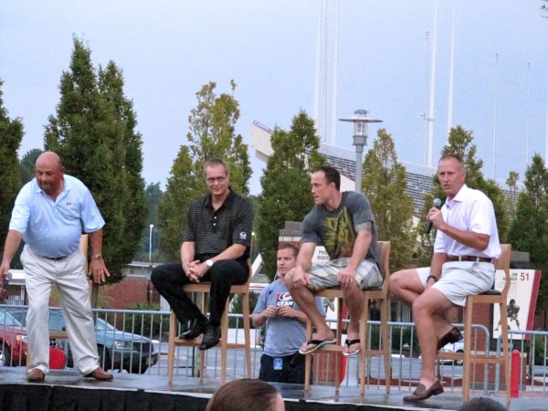 Chuck Kaiton, Paul Maurice, Joe Corvo, and Tom Barrasso
