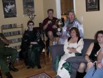 in the living room, playing mafia