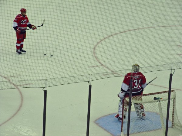 Pogge in net halfway through the game