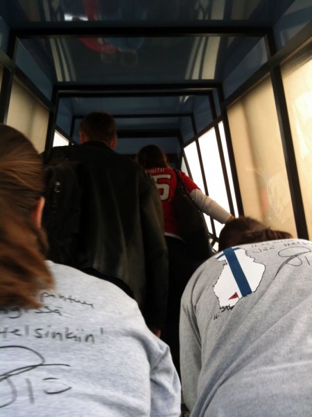 Boarding the plane to Helsinki.