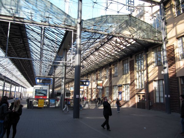 Inside the Helsinki central railway station.