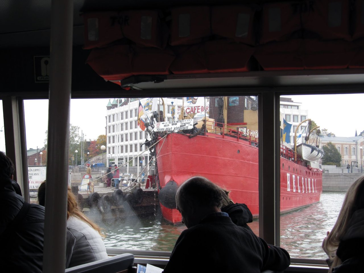 a cafe/bar on a ship