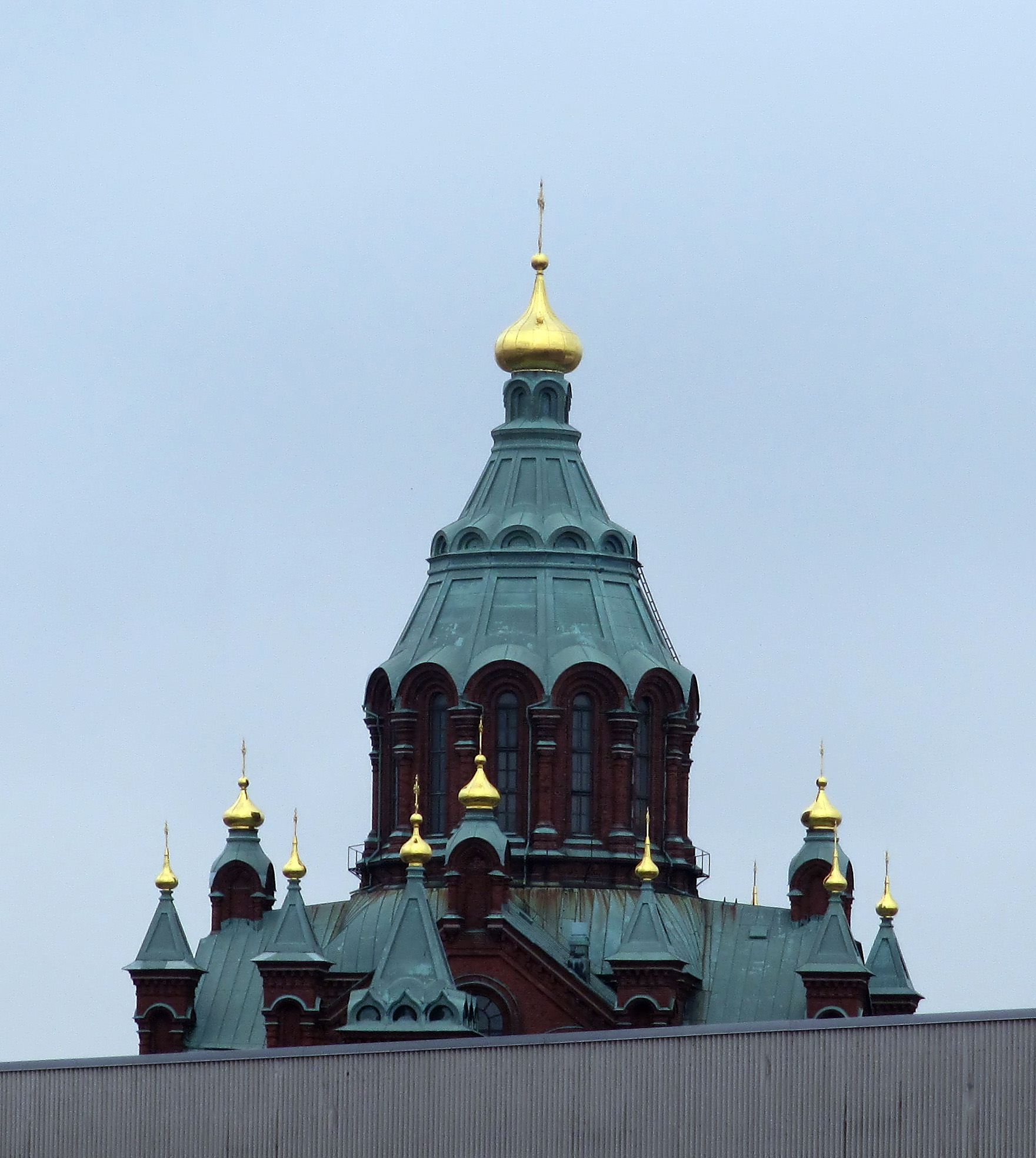 a cathedral in the distance