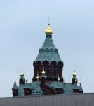 a cathedral in the distance