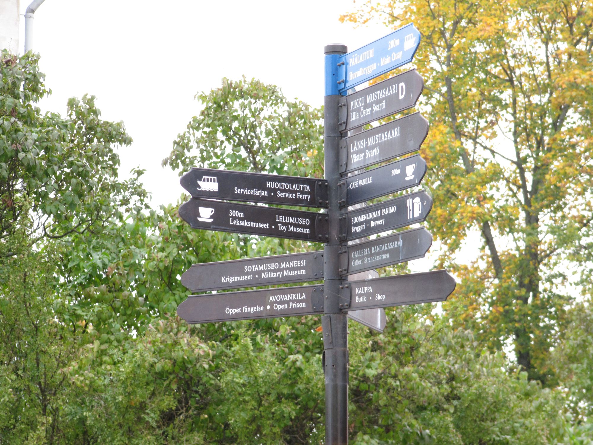 street sign in the middle of the island