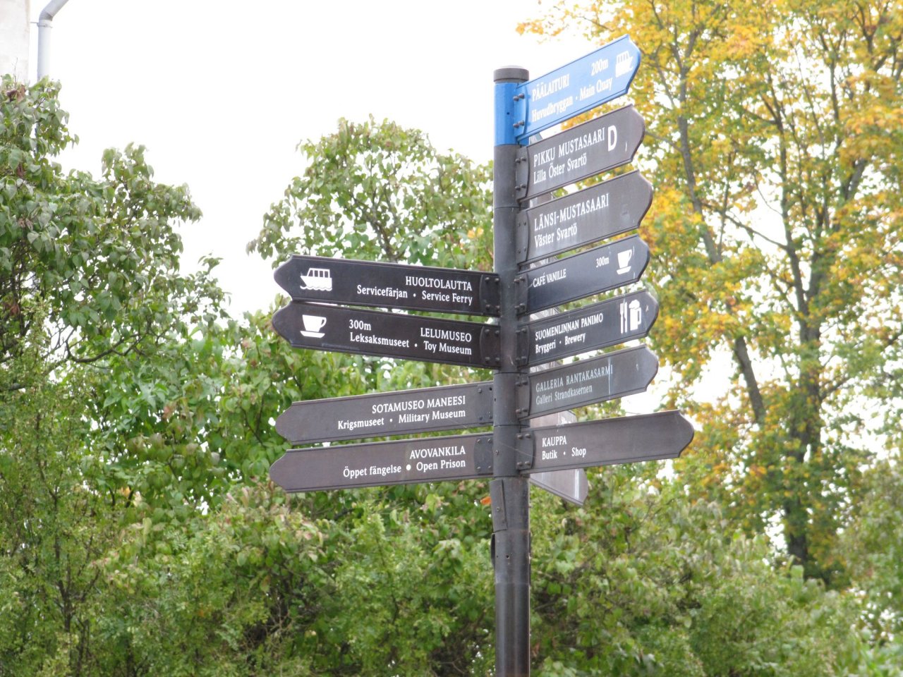 street sign in the middle of the island
