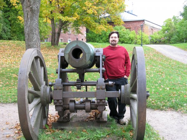 Ben posing with a cannon