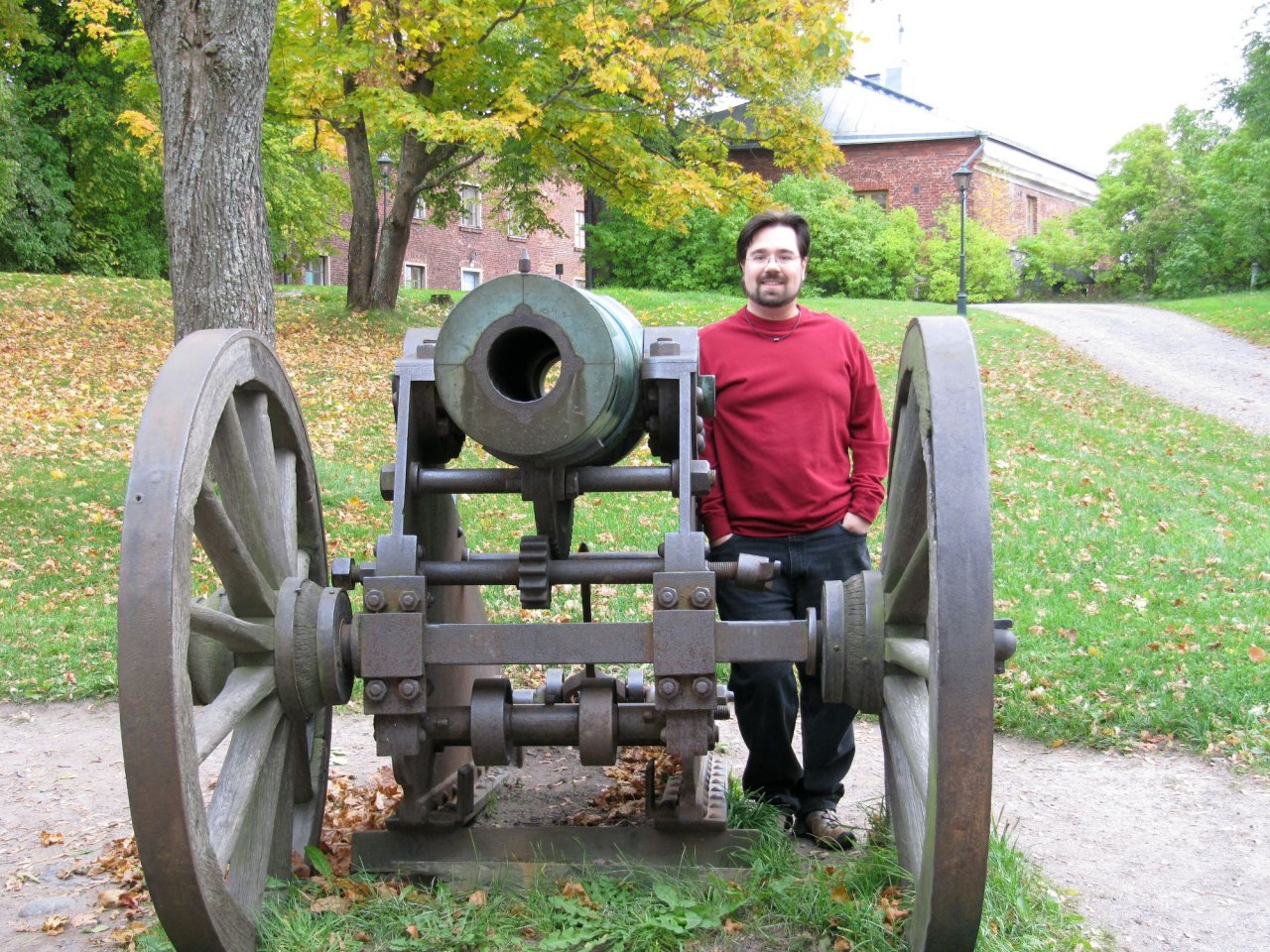 Ben posing with a cannon