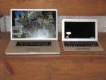 new 11" MacBook Air next to the old 17" MacBook Pro
