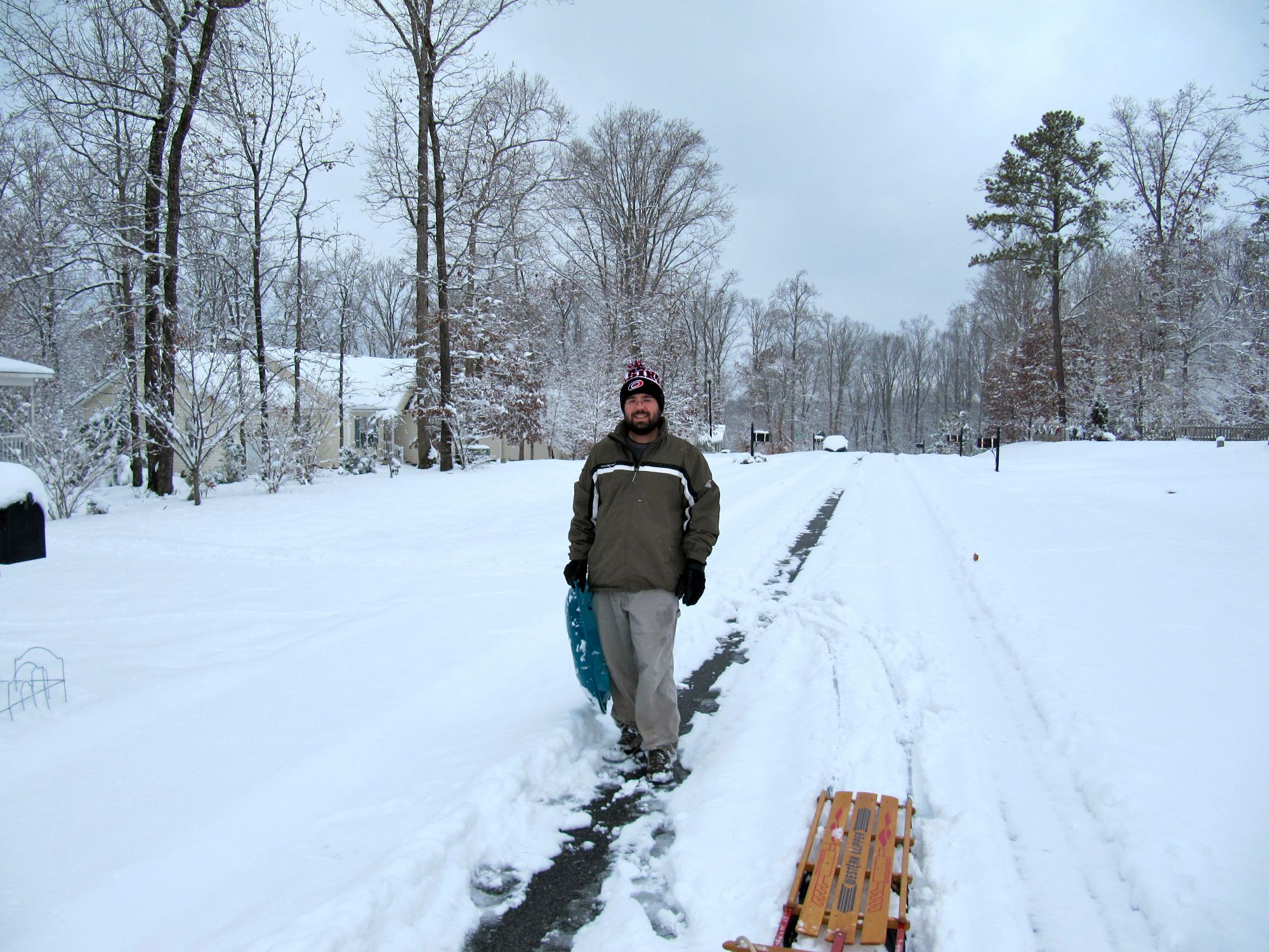 Ben, on our way to the sledding hill