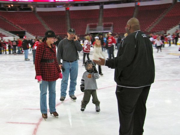 Amy, Brett, and Cole with Big Mike