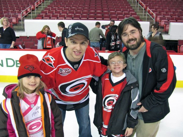 Stephanie, Cameron, and Ben with Zach Boychuk