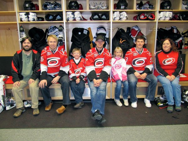 our picture with Jussi Jokinen, Eric Staal, and Jeff Skinner
