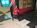 Cameron shooting a puck