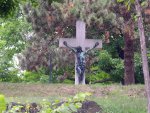Cemetery - Crucifix tombstone on the hill.