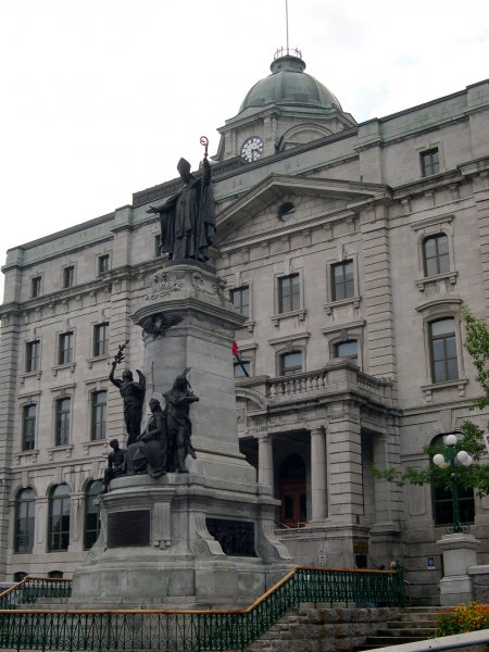 Driving Into Quebec City - An ornate statute near old Quebec.
